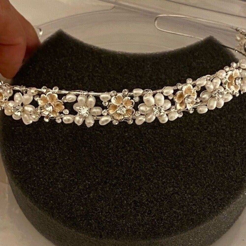 David's Bridal Headpiece Collection ENML FLWR /PRLRHN N HEADBAND